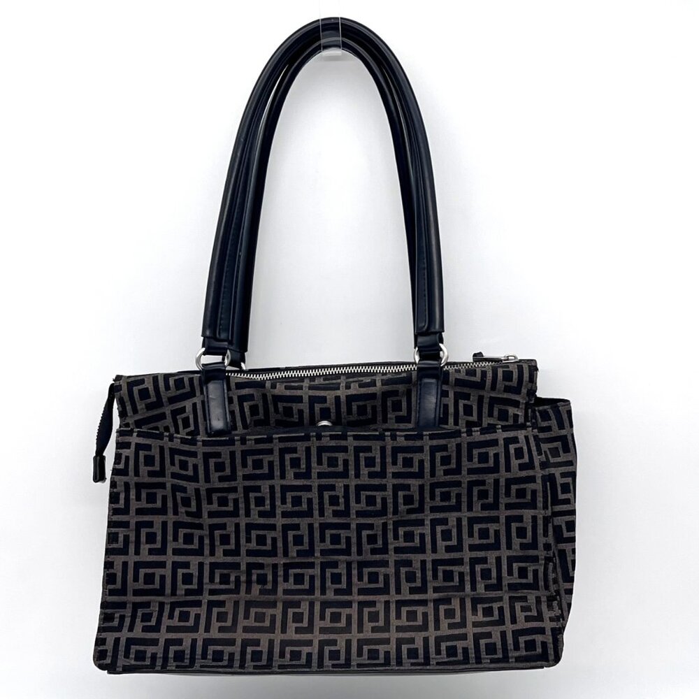 Vanessa Fiorelli Satchel Purse Black Gray Geometric Jacquard Zippers & Snaps - Picture 5 of 16